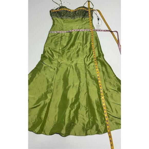 Marsoni Prom Gown Maxi Length Beaded Open Back‎ Sweetheart Neckline Green 14 - Picture 10 of 16